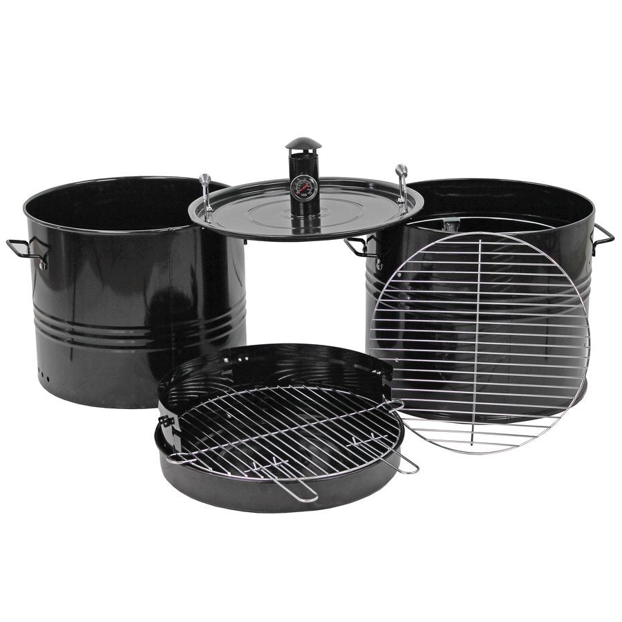 Barbecue Affumicatore a Carbone Carbonella 46,5x42,5x101 cm Griglia Ø47 cm Barrel Nero