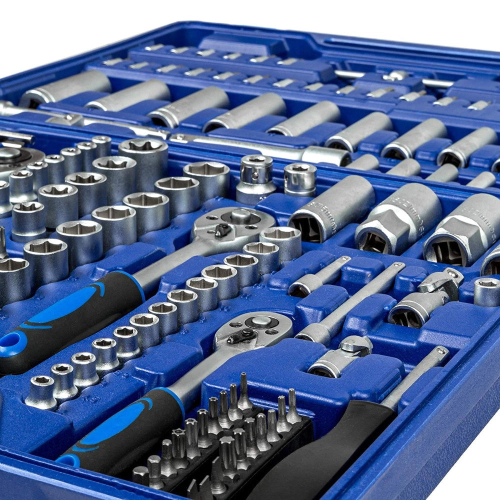 Trade Shop - Kit Inserti + Bussole Boccole Impronta Torx Esagonale Con 3 Cricchetti 171 Pz -