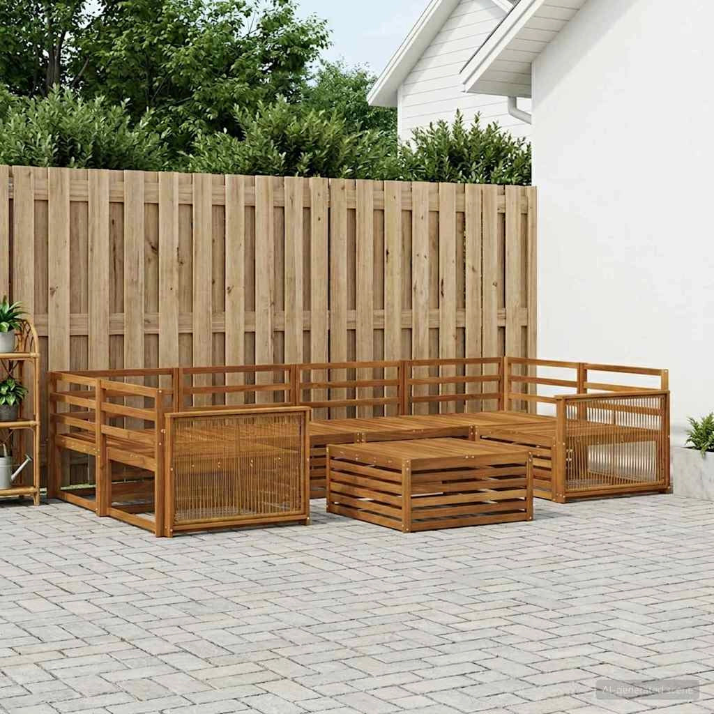 Set di divani da esterno 7 pz Naturale Legno di Acacia Massello 3383087
