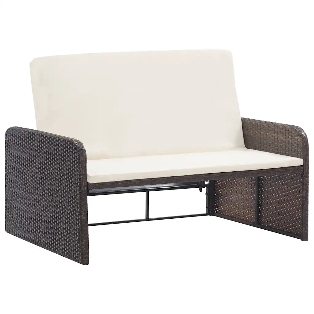 Set Divani da Giardino 2 pz | Set Salotto da Giardino con Cuscini in Polyrattan Marrone