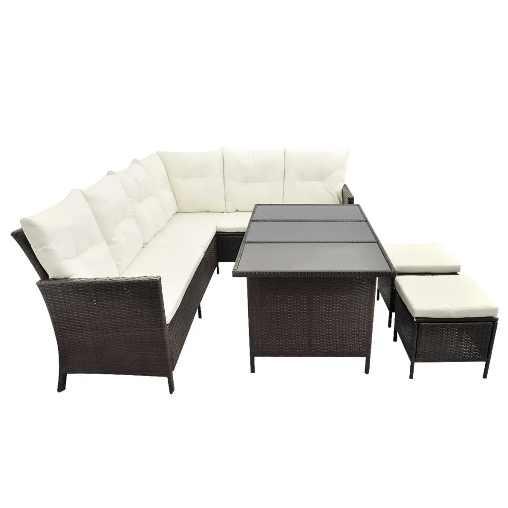 Set Divani da Giardino 4 pz con Cuscini in Polyrattan Marrone cod mxl 34893