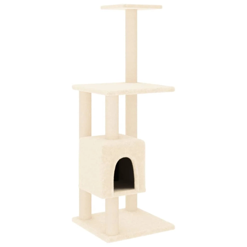 Tiragraffi per gatti torre per arrampicata giocattolo piattaforma per arrampicata con tiragraffi in sisal 104 cm crema 02_0022449
