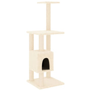 Tiragraffi per gatti torre per arrampicata giocattolo piattaforma per arrampicata con tiragraffi in sisal 104 cm crema 02_0022449
