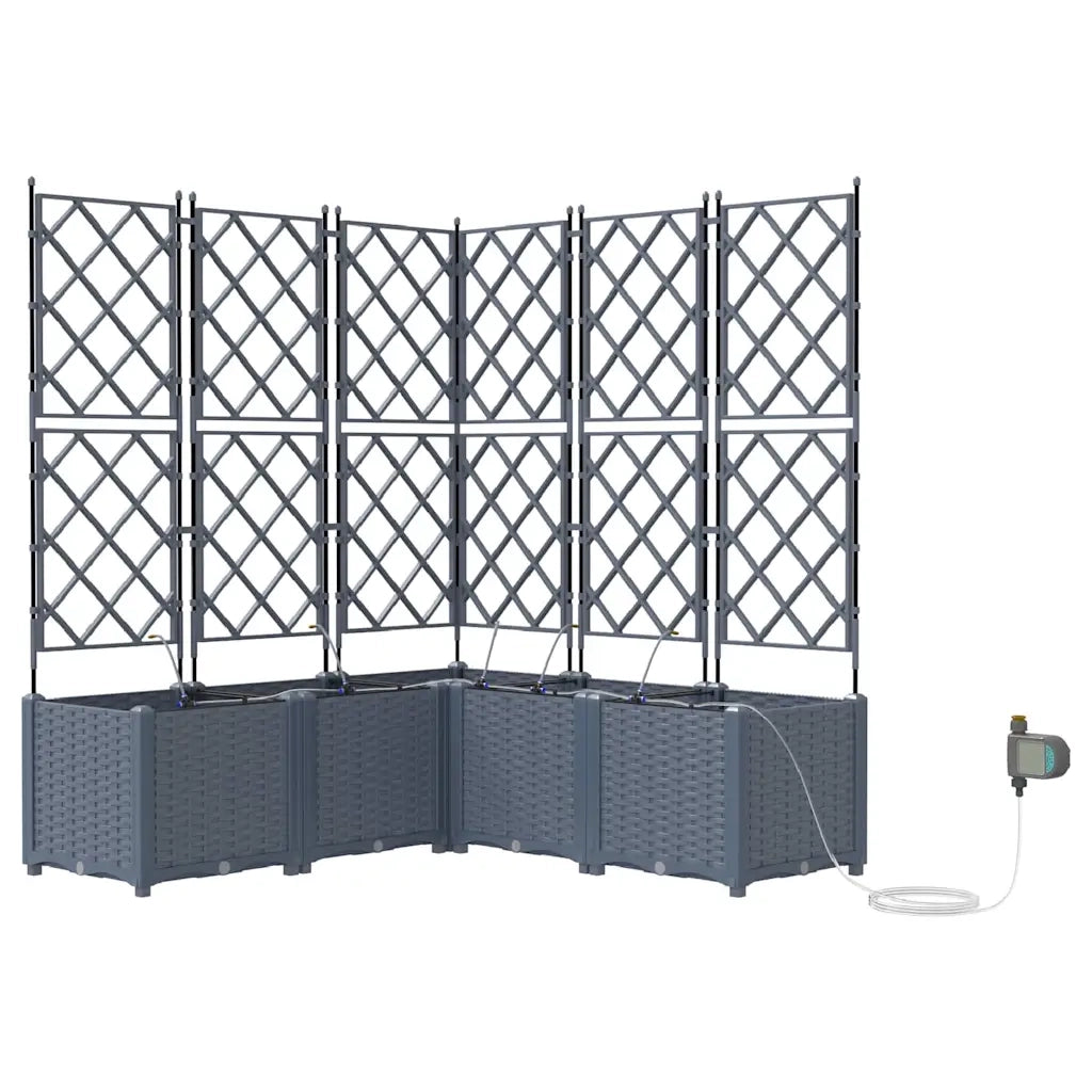 Vaso da giardino 5 pcs Grigio Chiaro Plastica 42002902