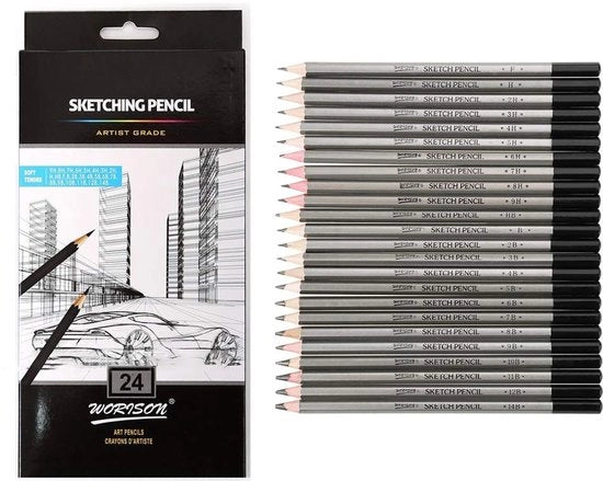 Set di matite per disegno 24 pezzi - Matite professionali per disegno - Forma esagonale - Non frantumabili - Grafite liscio - Ideali per disegno e schizzi - Matite per disegno 

Modello: 24 pezzi 
Codice prodotto: 123456