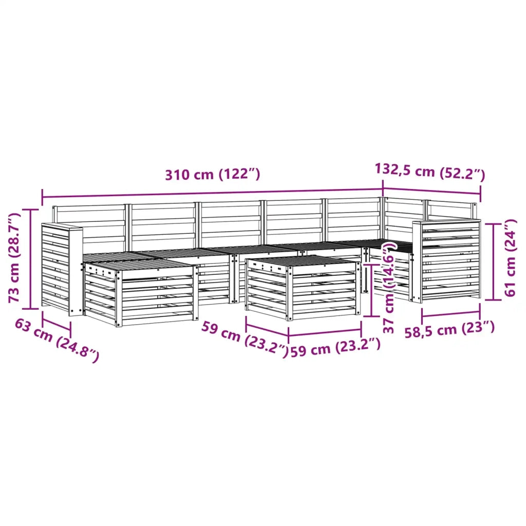 Set di divani da esterno 8 pcs Bianco 59 x 59 x 37 cm 3392239