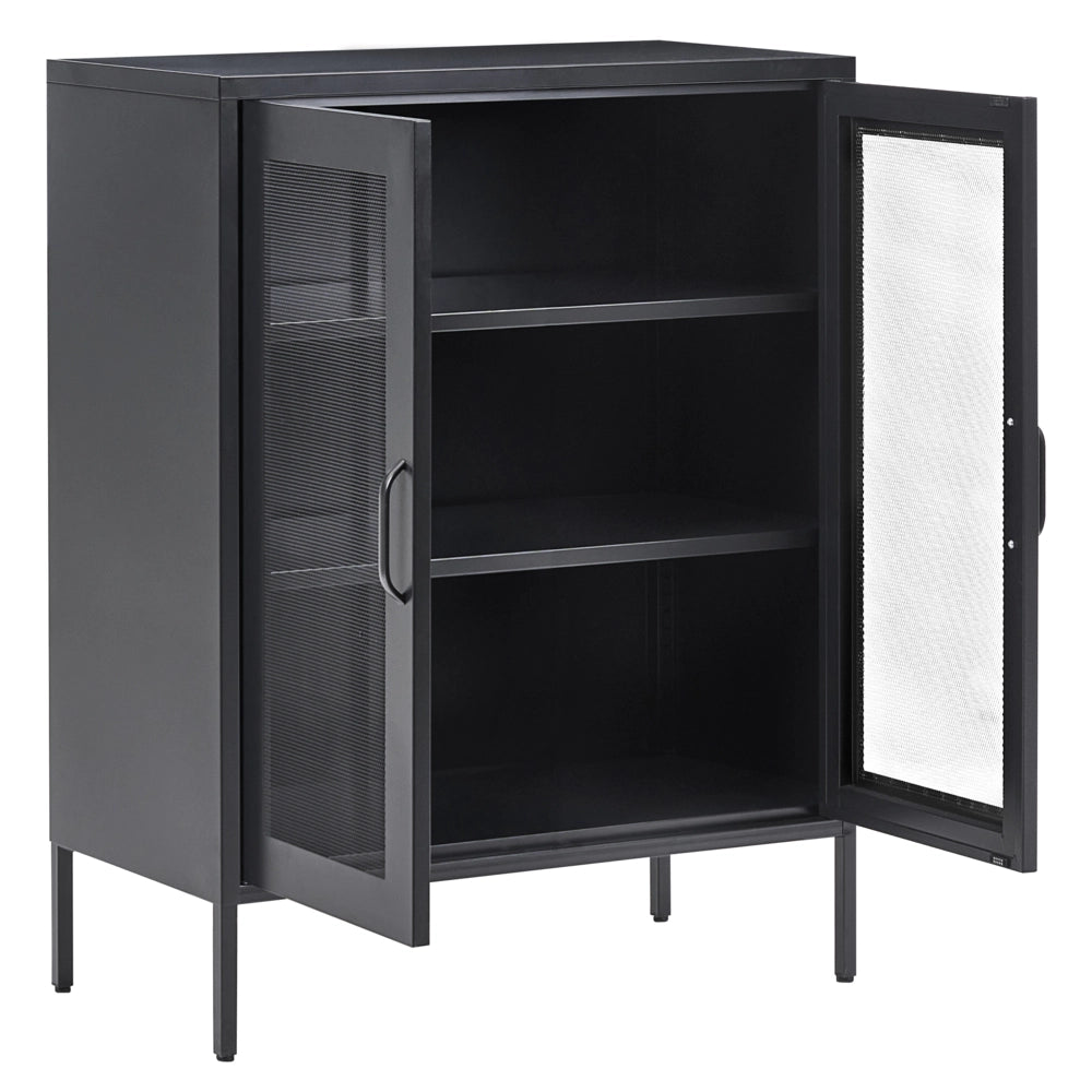 Cassettiera in colore metallo nero 2 ante trasparenti 80 x 40 x 102 cm moderno contemporaneo ufficio