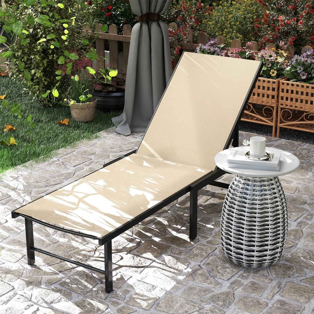 Poltrona Reclinabile da Giardino con Schienale Regolabile ¨C zephmum ¨C Caqui 166x60x84 cm