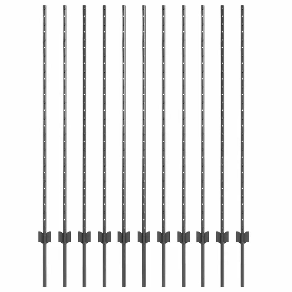 Palo della recinzione 11 pz Grigio 140 cm Acciaio CFW3365561