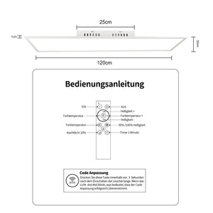 ZMH Lampada da soffitto LED di design da 120 cm con dimmer e telecomando per illuminazione interna