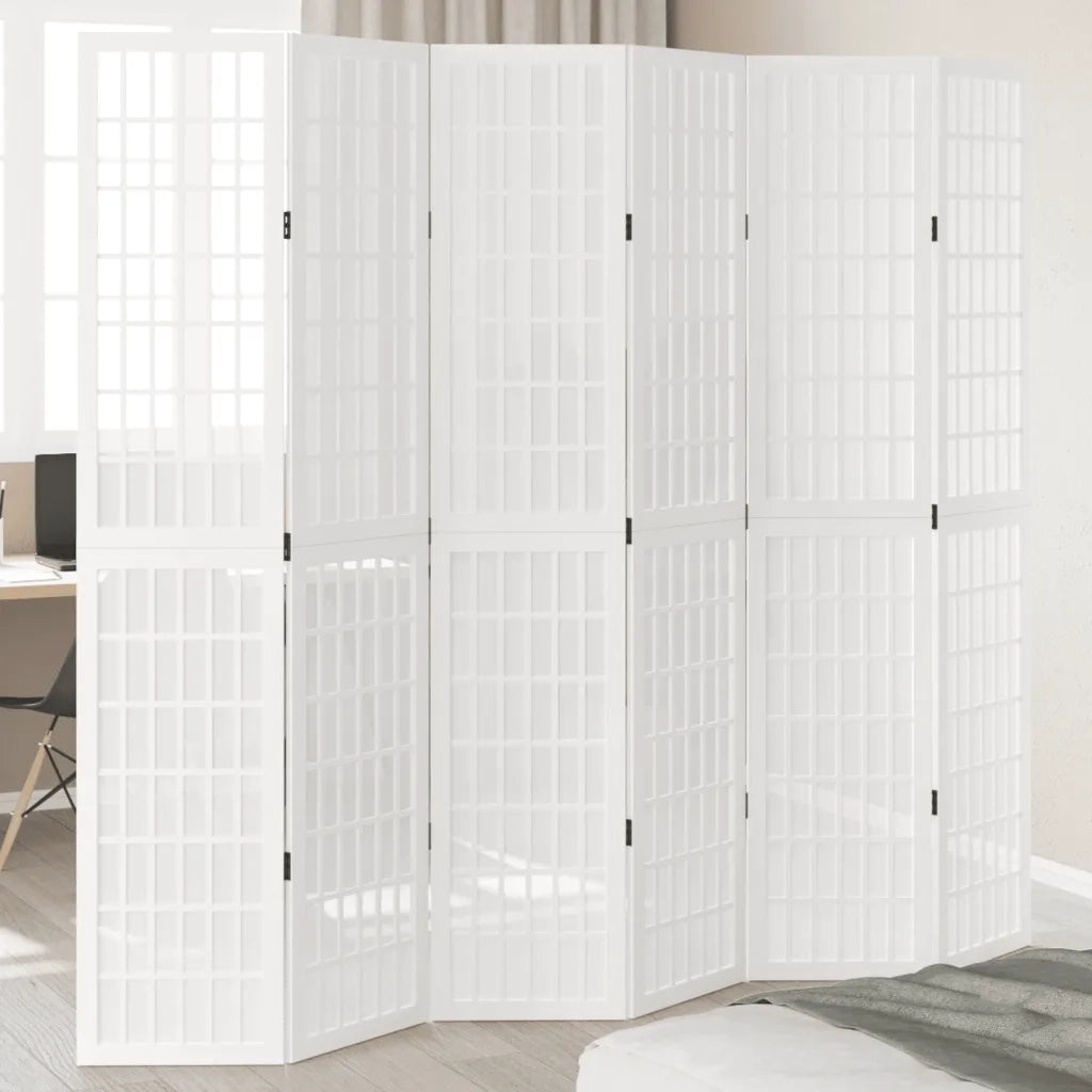Divisorio Ambienti | Divider per stanze | Paravento 6Pannelli Bianco Legno Massello di Paulownia