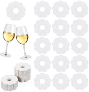 Etichette per Vino con Design di Fiori - 150 Pezzi - Identificatori DIY per Vino - Ideali per Feste - Bianco