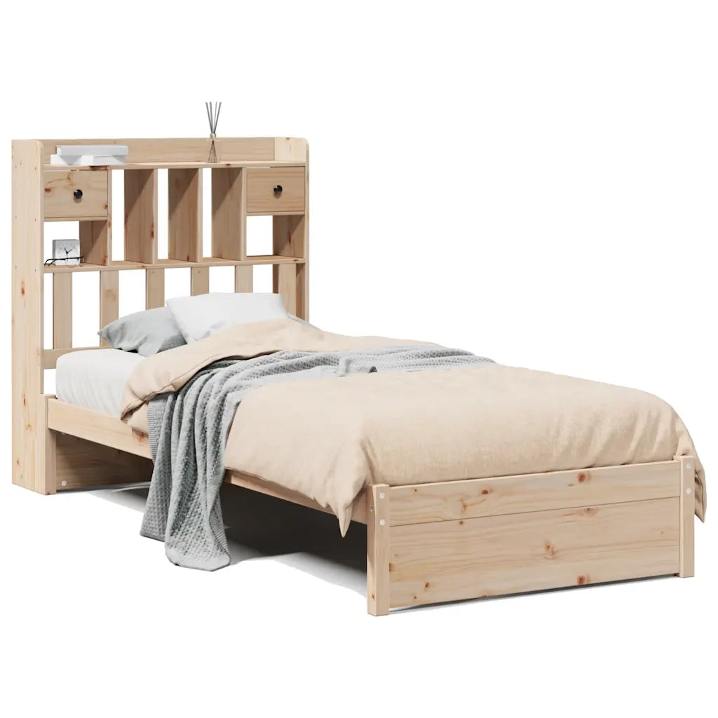 vidaXL Giroletto con Libreria senza Materasso 75x190 cm in Legno Pino