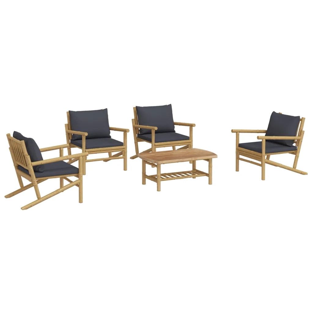 Set Salotto da Giardino 5pz con Cuscini Grigio Scuro BambÃ¹