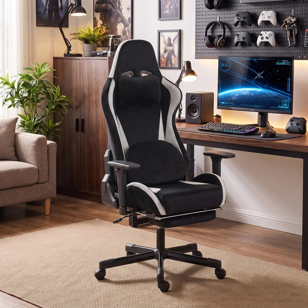 Gaming Stuhl Ergonomischer Gaming Sessel mit Knetmassage und Wärme