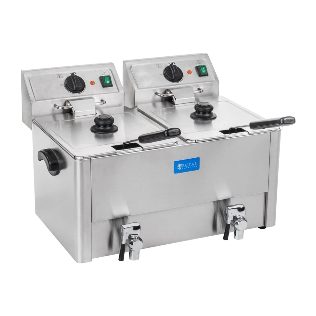 Friggitrice in acciaio inox con 2 vasche da 13 litri vasca estraibile timer e termostato modello professionale EGO 3614021