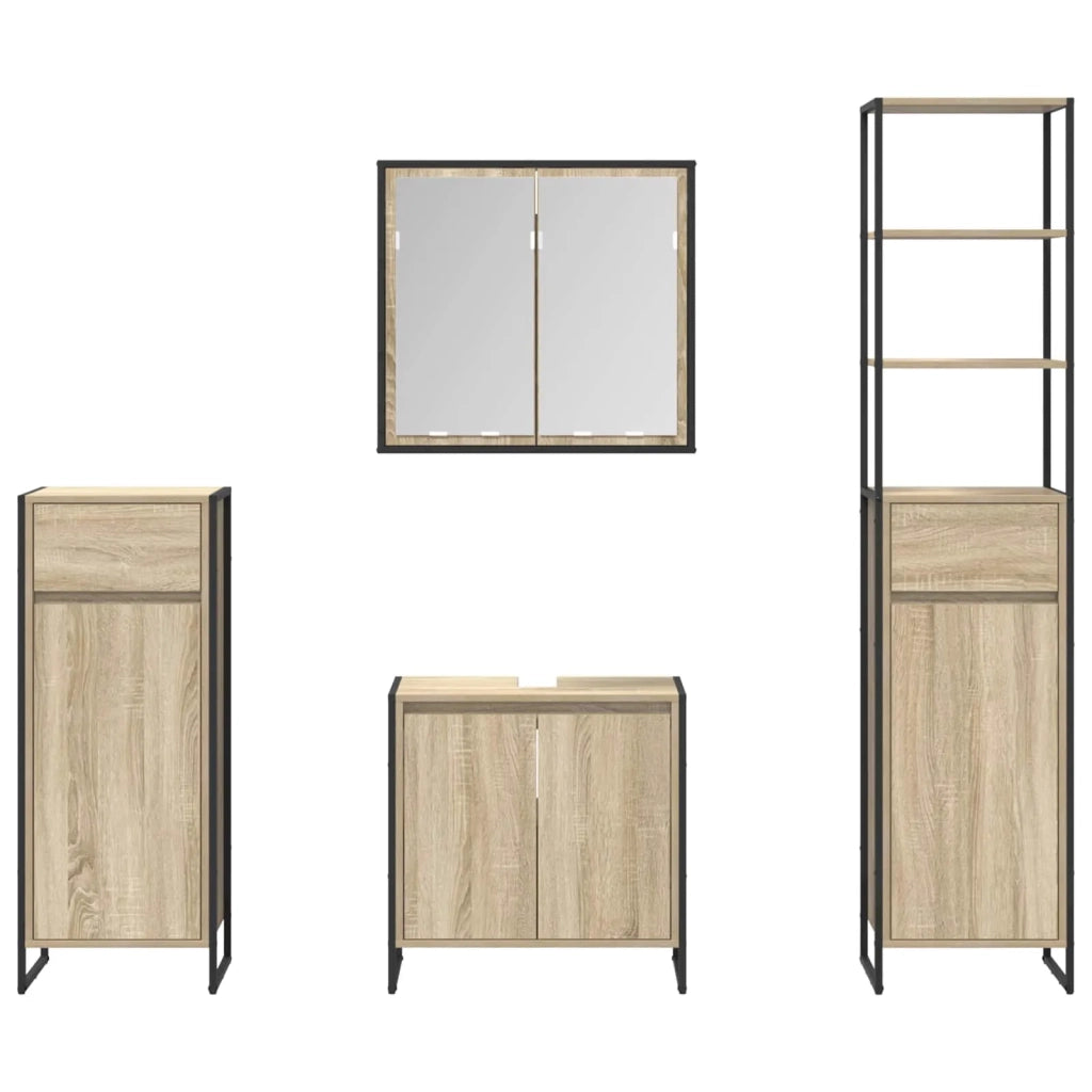 Set di mobili per il Bagno | Armadio da bagno Rovere Sonoma Legno multistrato