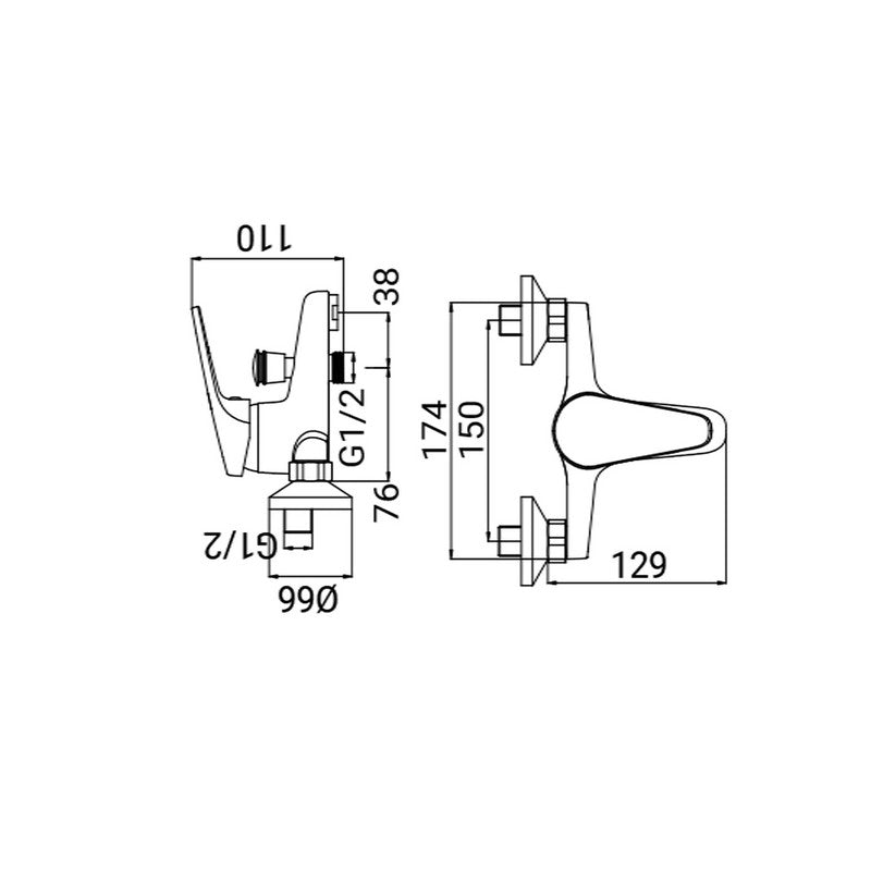 Miscelatore Vasca Serie Linda Senza Dotazione Cromato
