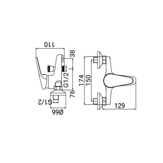 Miscelatore Vasca Serie Linda Senza Dotazione Cromato