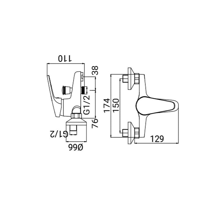 Miscelatore Vasca Serie Linda Senza Dotazione Cromato