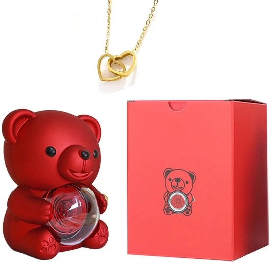 Scatola per gioielli con Rosa Eterna - Vaso di cristallo con scatola nascosta - Collana per donne - Regalo romantico - Idea regalo per San Valentino