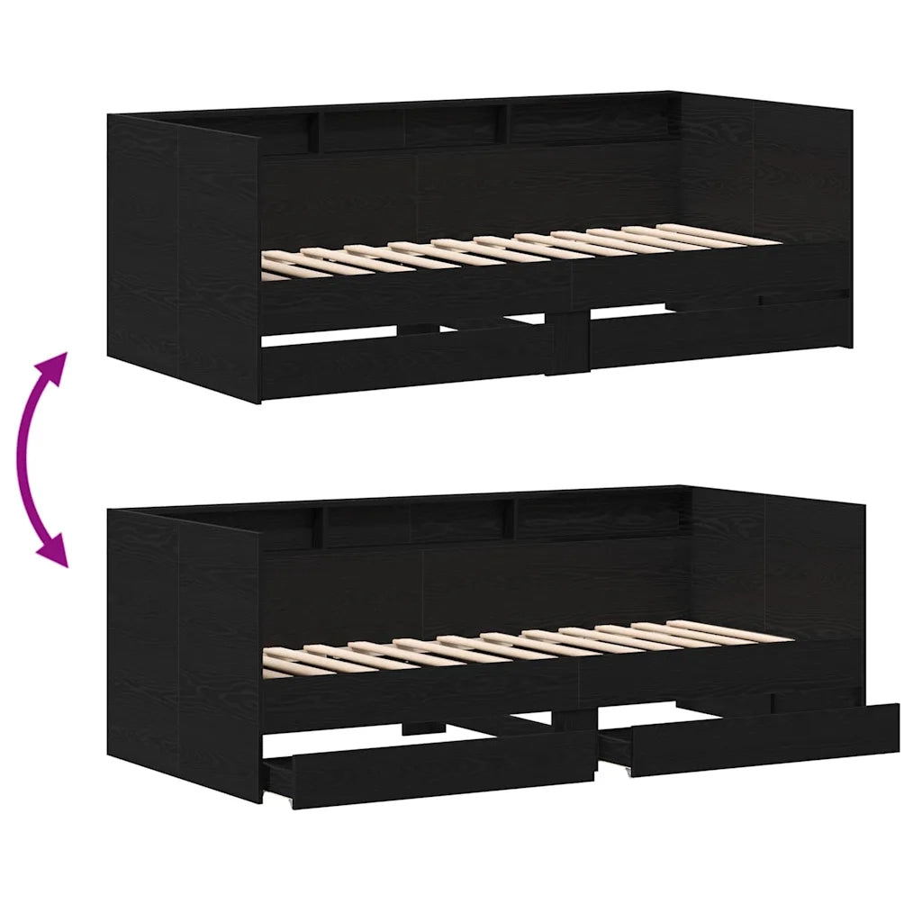 Daybed con testiera Rovere Nero 100 x 200 cm Legno multistrato 3333986