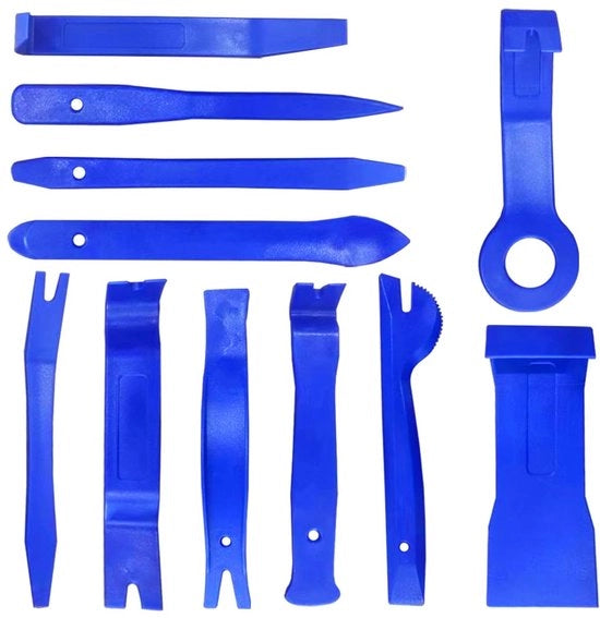 Set di strumenti per rimozione della tappezzeria dell'abitacolo, strumenti per smontaggio del rivestimento del cruscotto, strumenti per smontaggio di radio e impianto audio (blu)