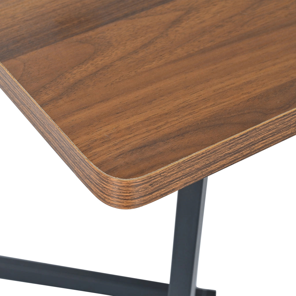 Tavolo da pranzo in MDF con struttura in metallo, effetto legno, per cucina e soggiorno, nero noce, 117 × 68 × 75 cm