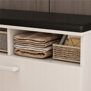 Scarpiera da 85x35x46 cm, finitura bianca, ideale per l'ingresso.