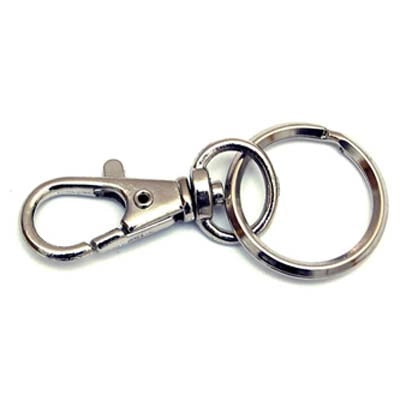 MOSCHETTONE PORTACHIAVE MINI - ZAMA NICHELATA + GIVOLARE+ANELLO MM 45- 50 pezzi
