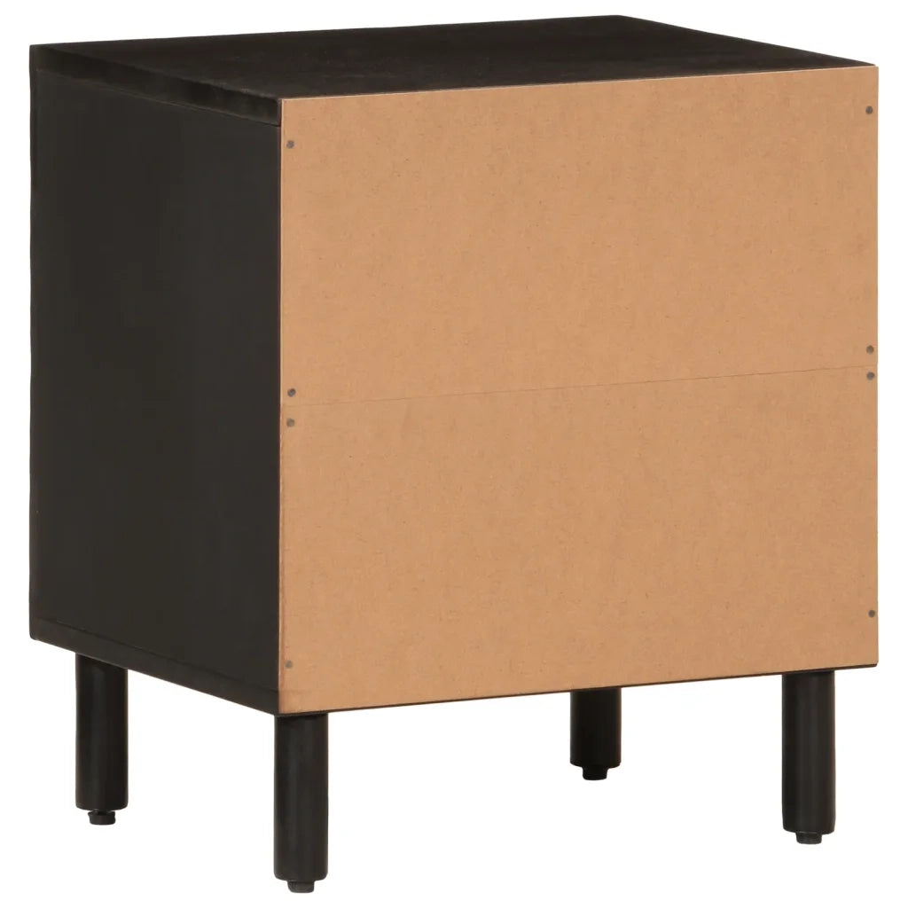 Comodini 2pz Neri 40x33x46 cm in Legno Massello di Mango 356816