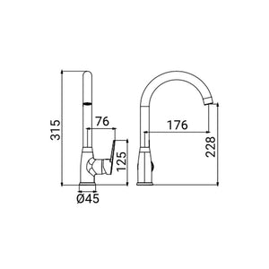 Miscelatore Lavello Bocca Alta Serie Baron Cromato