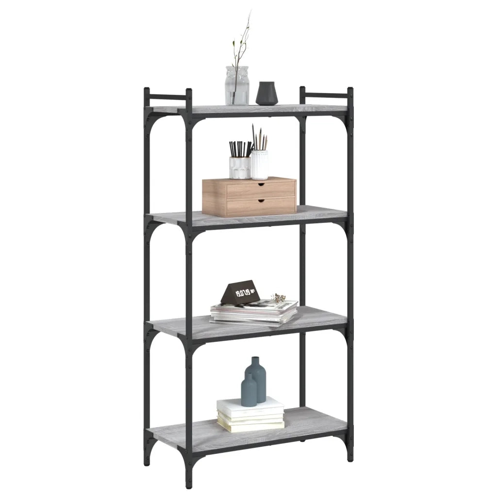 Libreria 4 Ripiani-Scaffale per Libri-Mobile di Stoccaggio Grigio Sonoma 60x30x120cm Legno Multistrato