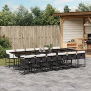 Set da Pranzo da Giardino 13pz con Cuscini Nero in Polyrattan 3211302