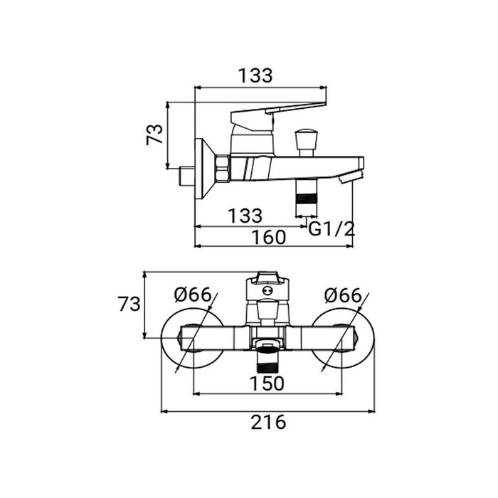 Miscelatore Vasca Serie Baron Cromato