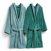 Sekate, Accappatoio 100% Cotone con Cappuccio Reversibile, Verde Acqua