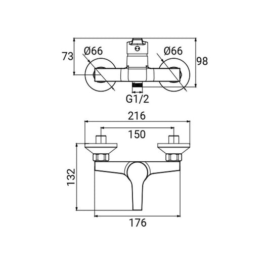 Miscelatore Esterno Doccia Serie Baron Cromato