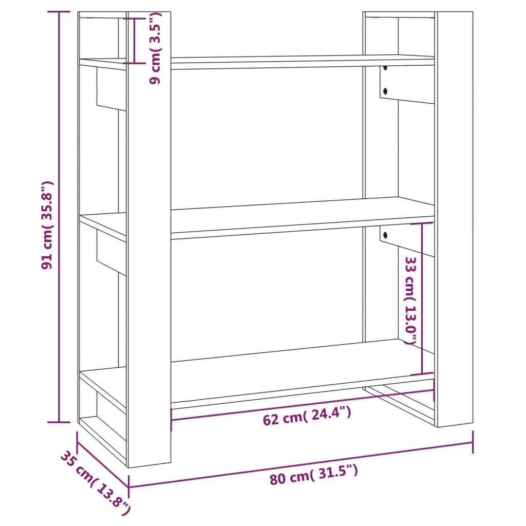 Libreria/Divisorio Bianco 80x35x91 cm in Legno Massello di Pino 813900