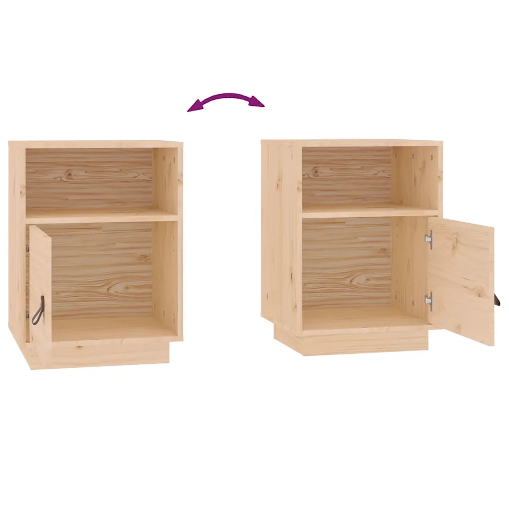 Set di 2 Comodini | Armadio da Notte | Mobiletto da notte 40x34x55 cm in Legno Massello di Pino