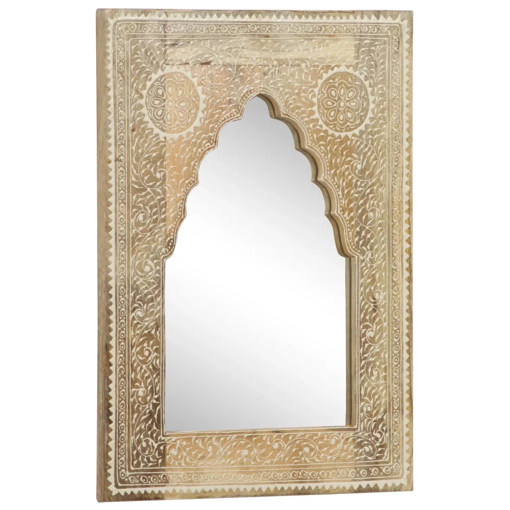 Specchio Dipinto a Mano-Specchio Decorativo 40x55 cm in Legno Massello di Mango