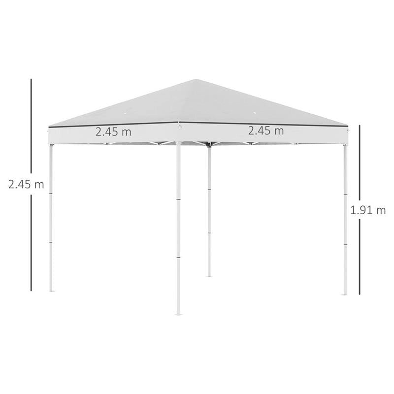 GAZEBO DA GIARDINO PIEGHEVOLE IN ACCIAIO E TESSUTO OXFORD 2.45 X 2.45 M BIANCO