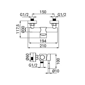 Miscelatore Esterno Doccia Serie Delton in Acciaio