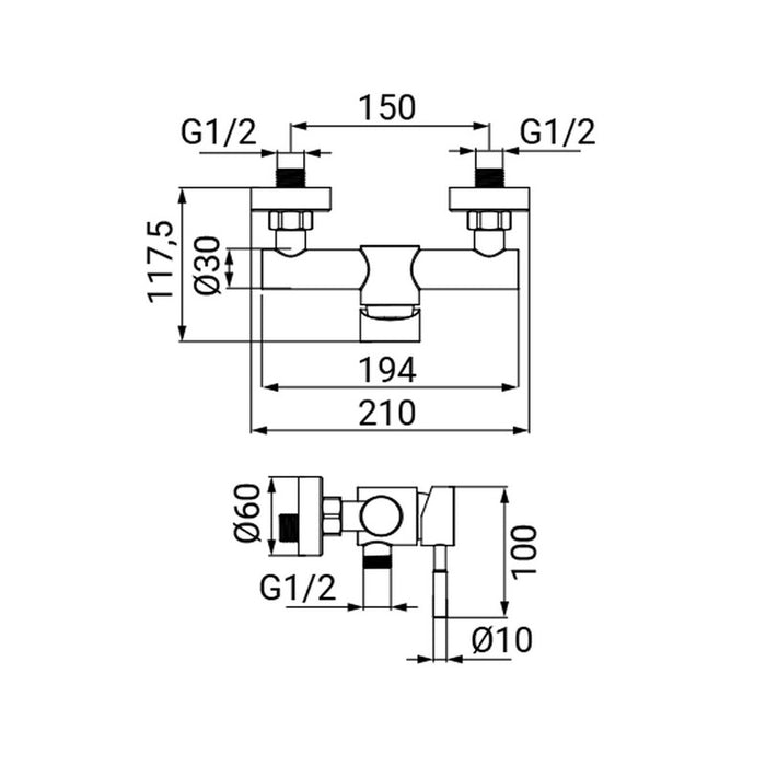 Miscelatore Esterno Doccia Serie Delton in Acciaio