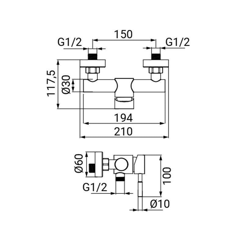 Miscelatore Esterno Doccia Serie Delton in Acciaio