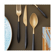 ARES, Posate Finitura Oro Set 24 pz, Scatola Gallery, Casa Colore: Nero