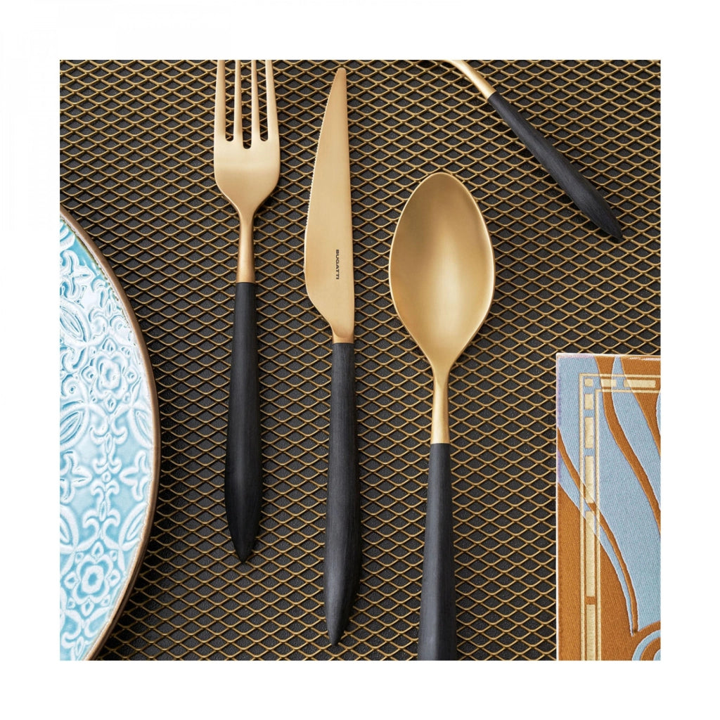 ARES, Posate Finitura Oro Set 24 pz, Scatola Gallery, Casa Colore: Nero