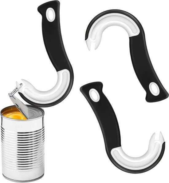 Set di apribottiglie da 2 - Apribottiglie a anello per lattine - Aiutante da cucina portatile - Gancio a forma di J - Apribottiglia - Inclusi anelli di chiusura - Utensile da cucina pratico