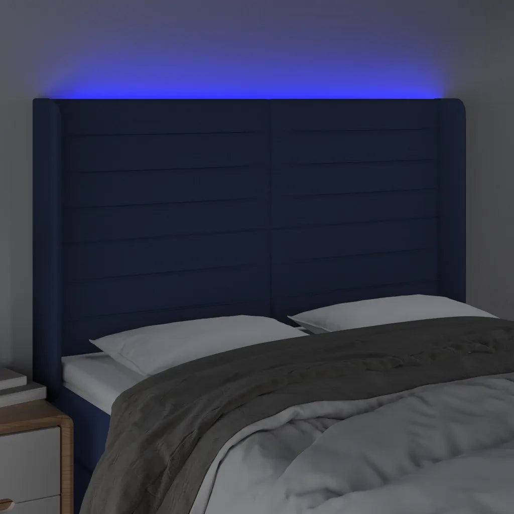 Testiera a LED Blu 147x16x118/128 cm in Tessuto 3124192