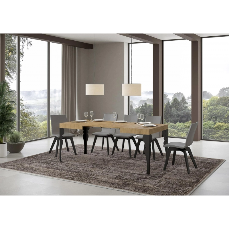 Tavolo allungabile 80x120/204 cm Paxon telaio Antracite - Quercia Natura