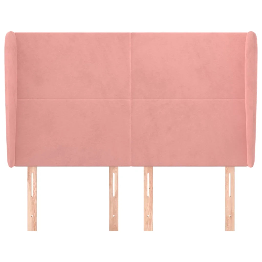 Testiera | Testata ad Orecchio Rosa 147x23x118/128 cm in Velluto